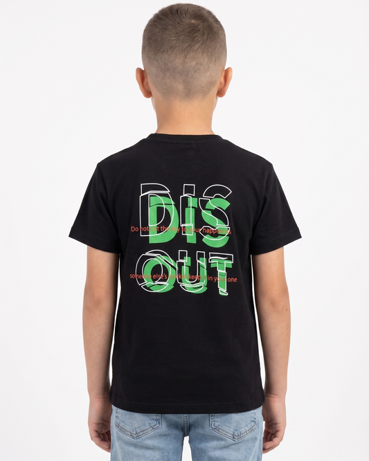 Boy`s Printed T-Shirt – Short Sleeve-Black