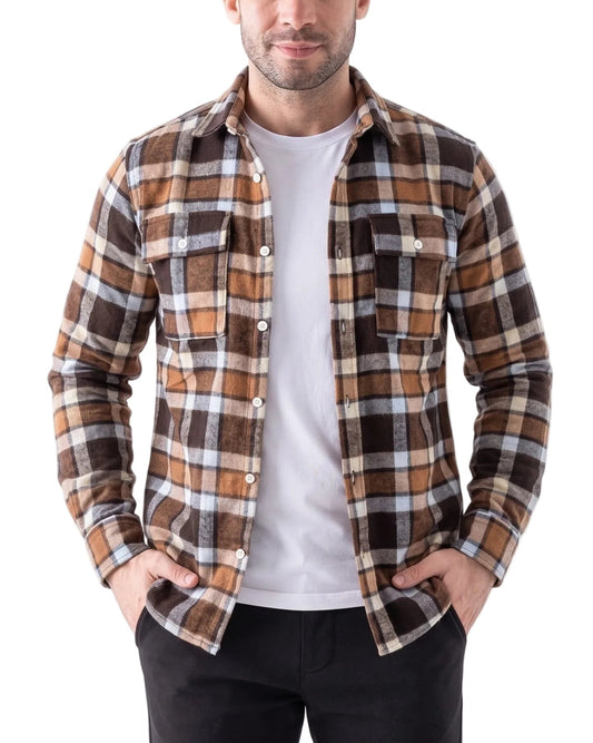 Men's Winter Plaid Shirt Brown