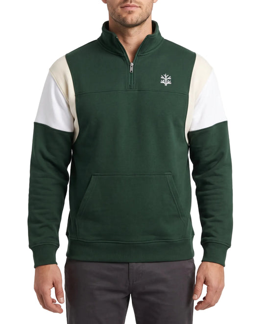 Men's Cotton Quarter-Zip Sweatshirt Dark Green