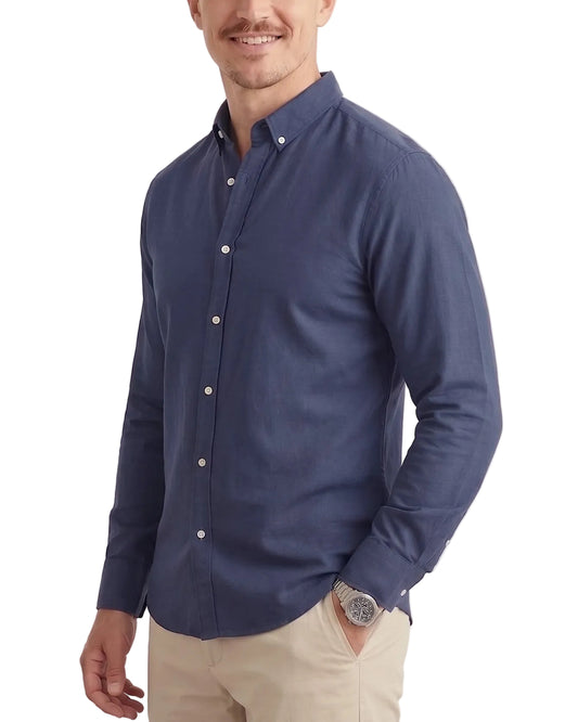 Men's Navy Blue Solid Oxford Shirt (65% Cotton) – Slim Fit