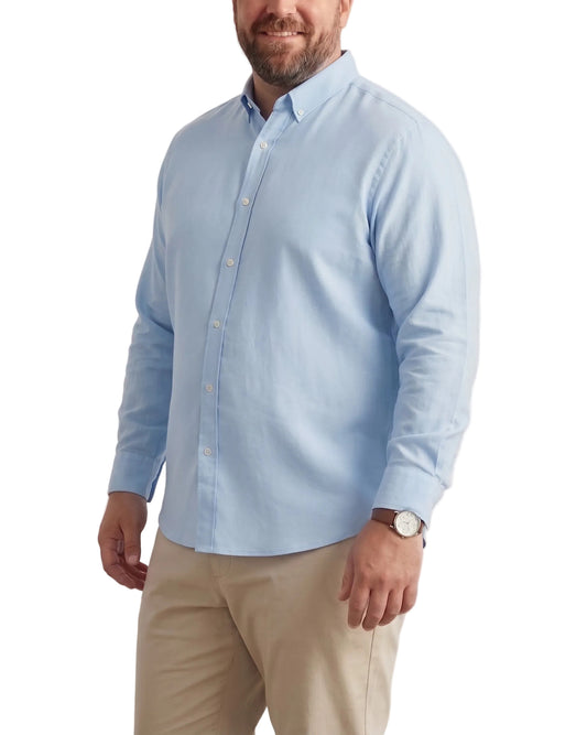 Men's Light Blue Solid Oxford Shirt (65% Cotton) – Special Size