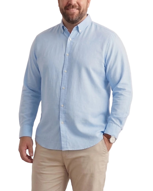 Men's Light Blue Solid Oxford Shirt (65% Cotton) – Special Size