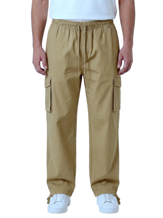 Men's gabardine pants, baggy trousers-Camel