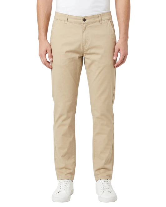 Men`s Gabardine Pants Slim Fit With Side Pockets Beige
