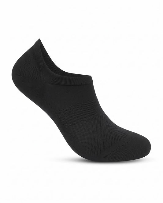 Men's Solid Cotton No-Show Socks - Black (1 Pair)