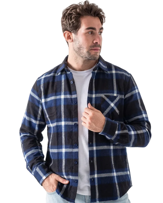 Men's Winter Plaid Shirt Blue & Black