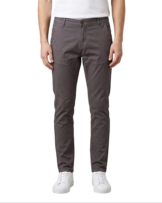 Men`s Gabardine Pants Slim Fit With Side Pockets Dark Grey