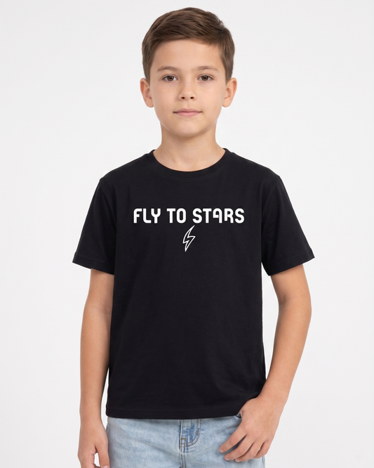 Boy`s Printed T-Shirt–Short Sleeve-Over Size-Black