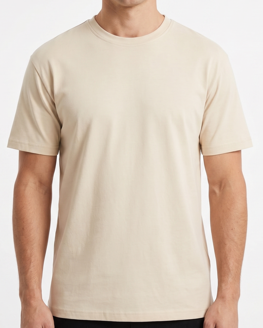 Men`s Printed T-Shirt Over Size-Beige
