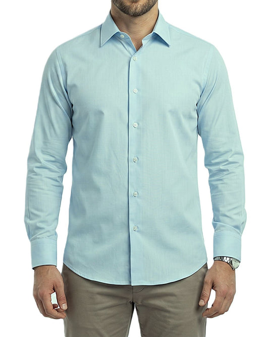 Men's 100% Cotton Formal Dress Shirt - Classic Fit-light blue