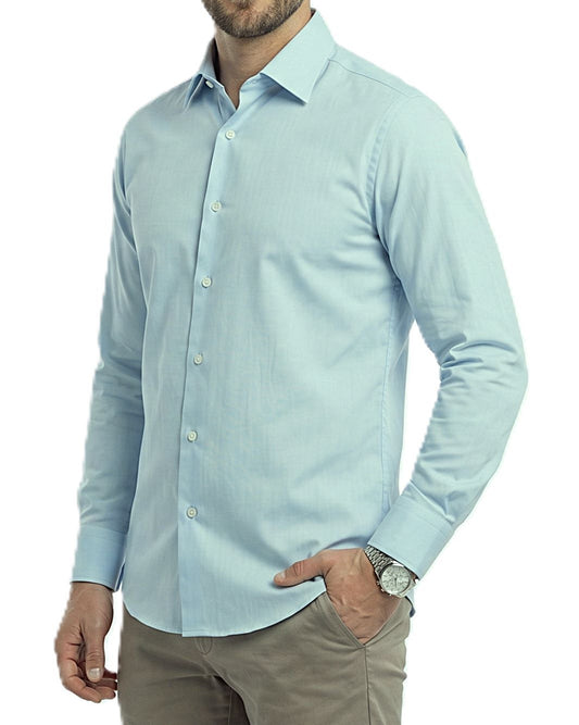 Men's 100% Cotton Formal Dress Shirt - Classic Fit-light blue