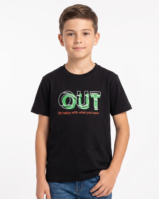 Boy`s Printed T-Shirt – Short Sleeve-Black