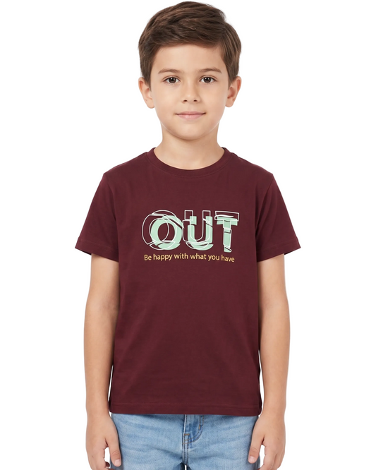 Boy`s Printed T-Shirt – Short Sleeve-Burgundy