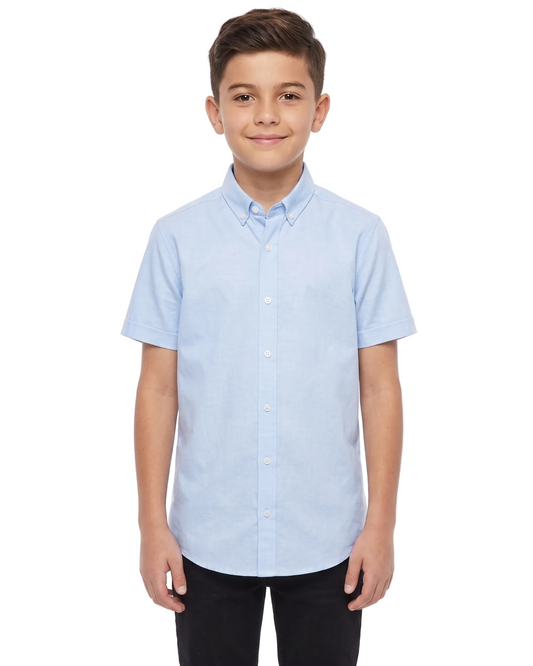 Boys' short-sleeved Oxford shirt-Light blue