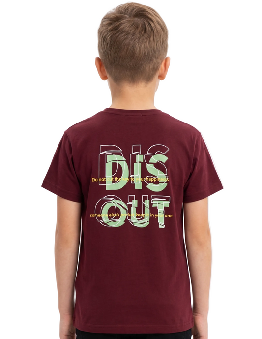Boy`s Printed T-Shirt – Short Sleeve-Burgundy