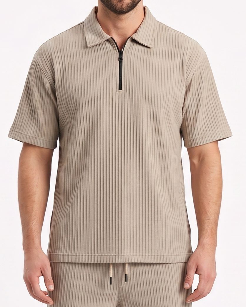Men's Half-zip T-shirt-Beige – Tree Stores