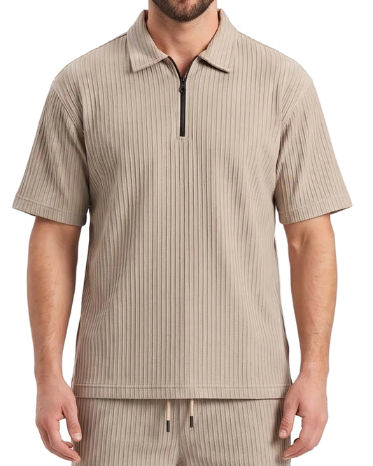 Men's polo shirt with half zip