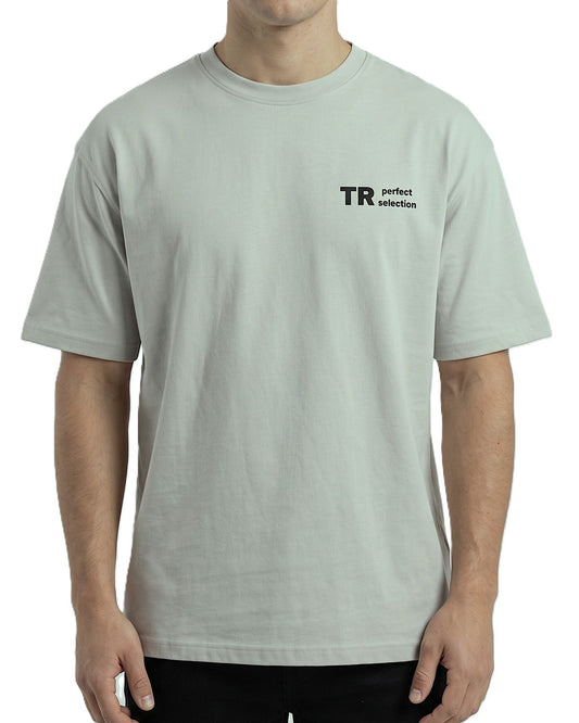 Men`s Printed T-Shirt Over Size-Silver