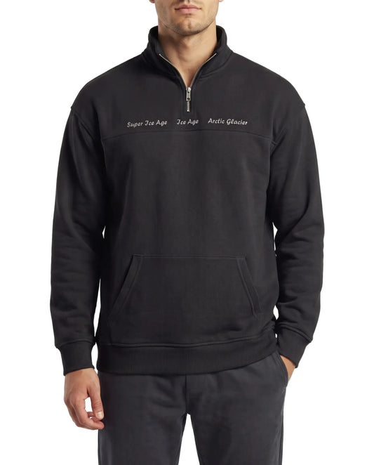 Men's half-zip sweatshirt with chest text by TREE
