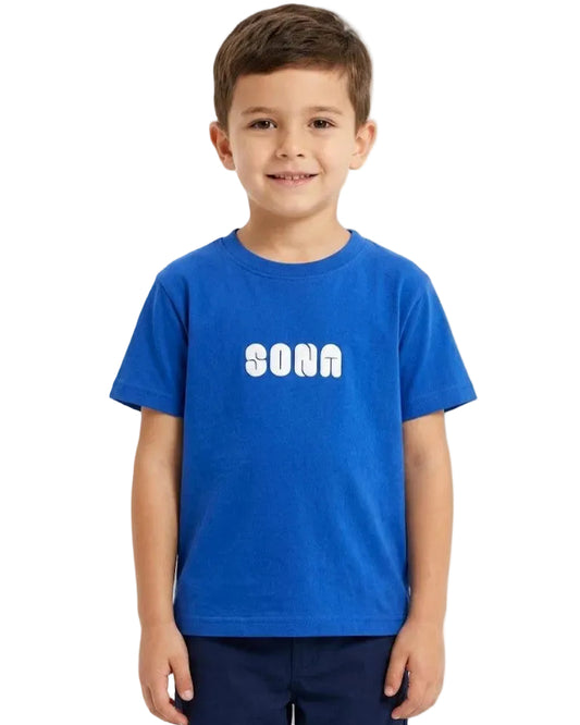 Boy`s Printed T-Shirt-Over Size – Short Sleeve -Blue