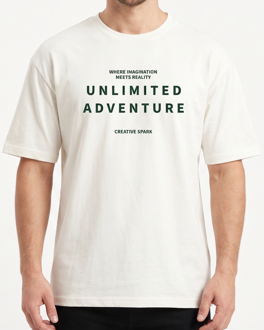 Men`s Printed T-Shirt Over Size-OFF White