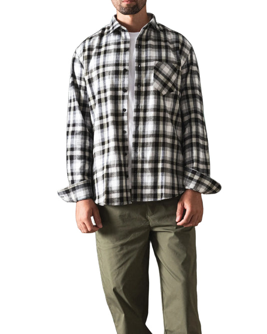 Men's black and white plaid flannel shirt by TREE