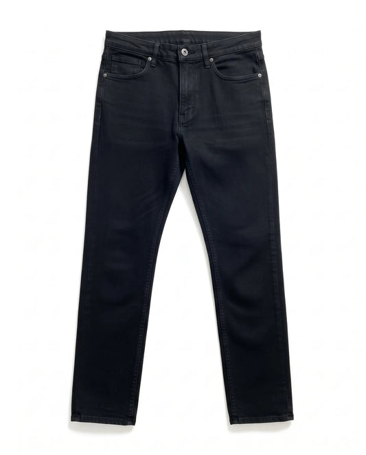 Men's black straight fit gabardine pants with 5-pocket design by TREE