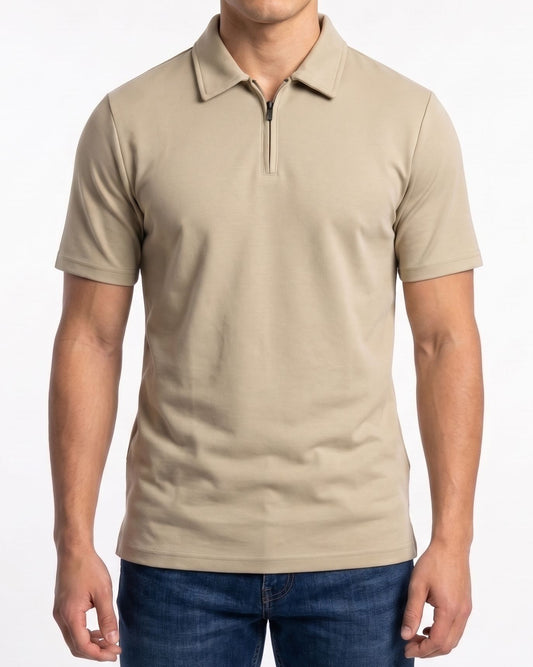 Men's polo shirt with half zip