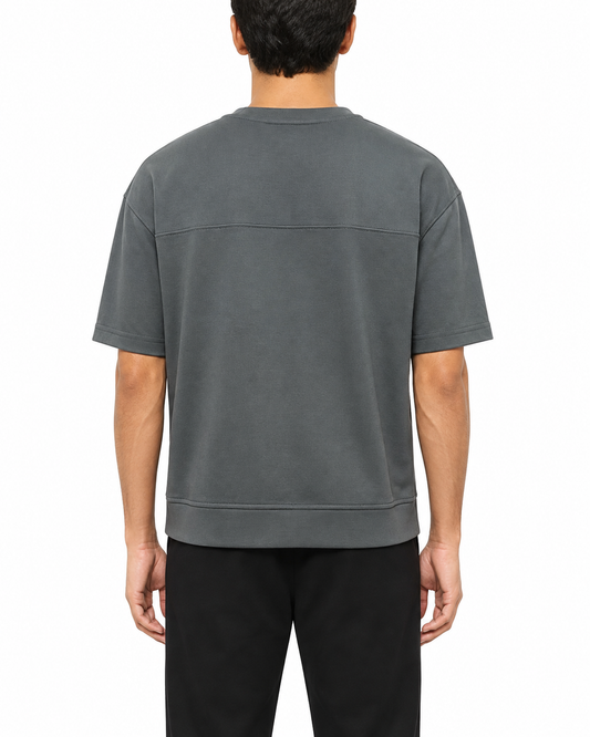 Men's Dark Grey Solid T-Shirt – Relaxed Fit