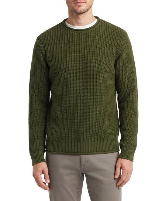 Men's olive fashion knit crewneck pullover by TREE