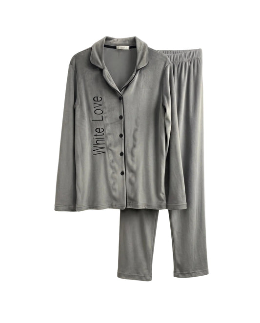 Women's printed classic velvet pajama set by TREE