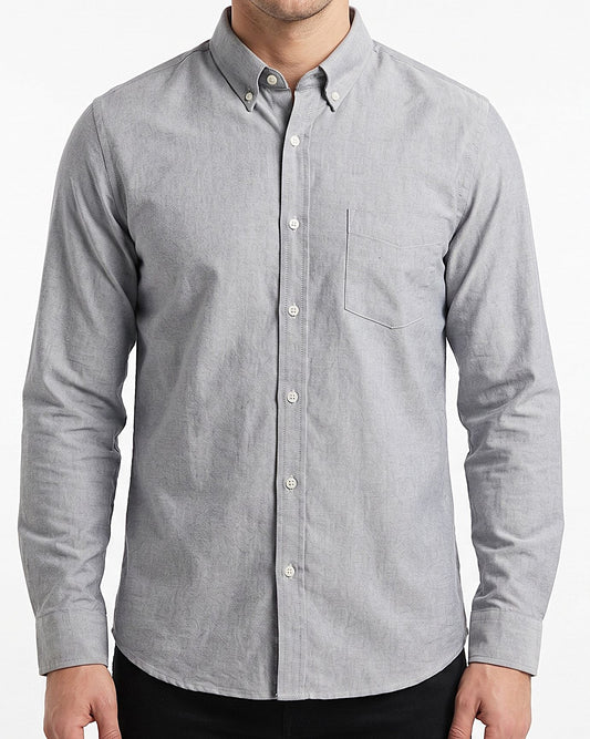 Men's Oxford Shirt With Sleeves-Gray