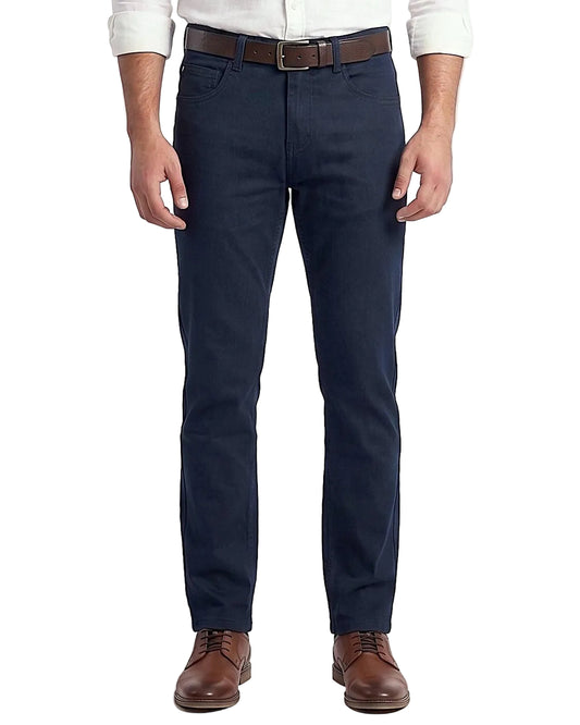 Men's Navy Solid Gabardine Pants 5 Pocket – Straight Fit