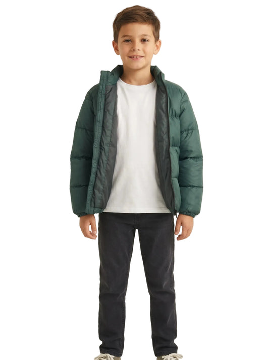 Boys' waterproof puffer jacket olive - TREE