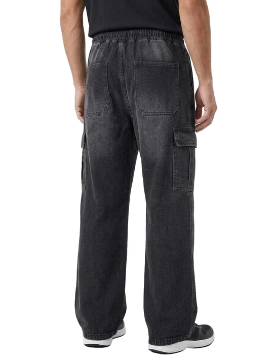 Men's baggy cargo jeans black - TREE
