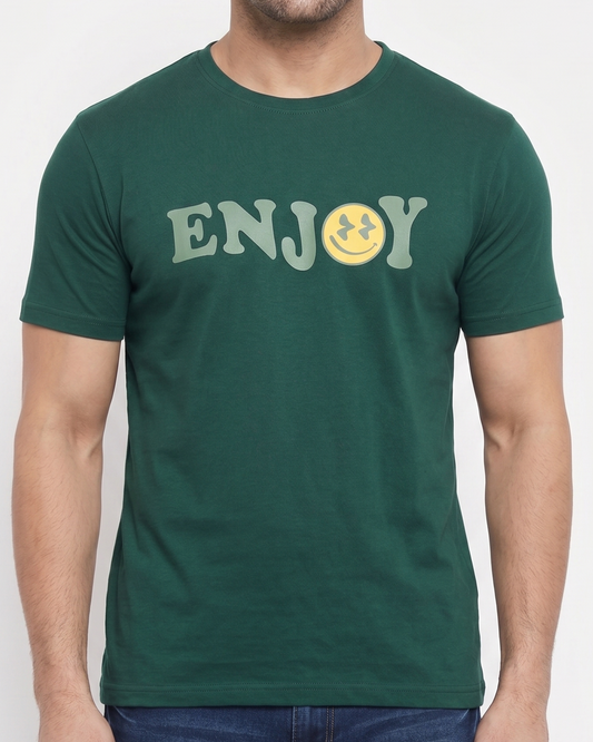 Men`s Printed T-Shirt – Short Sleeve-Olive