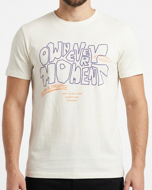 Men`s Printed T-Shirt – Short Sleeve -OFF White