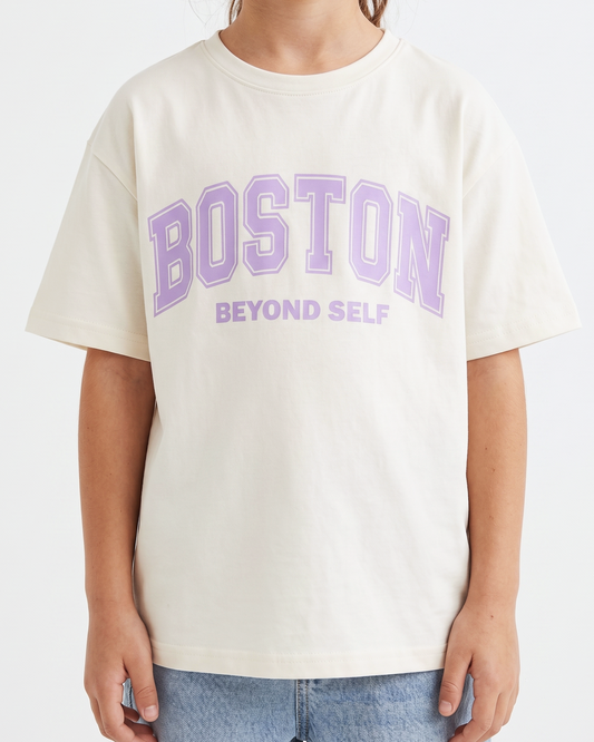 Girls' printed t-shirt-Over Size- Short Sleeve -OFF White