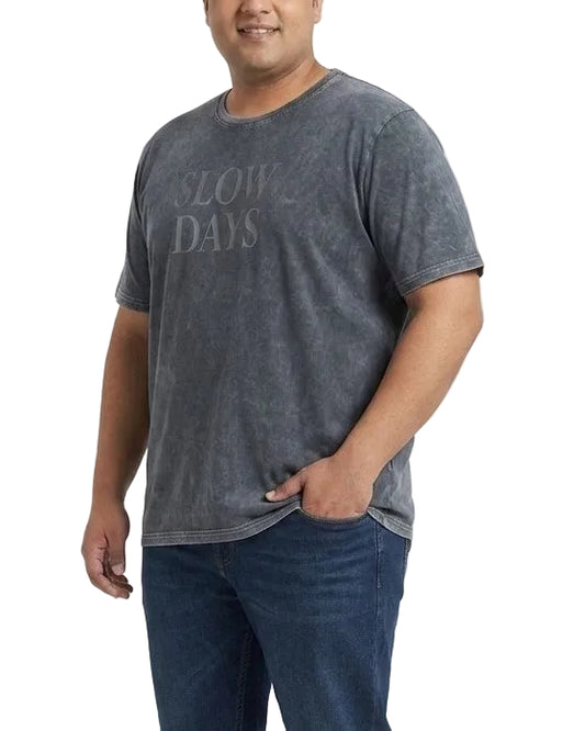 Men's Washed Graphic T-Shirt "SLOW DAYS" 100% Cotton – Regular Fit