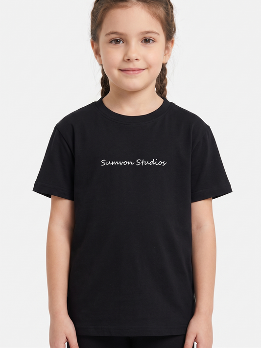 Girls' printed t-shirt with Short Sleeve Over Size-Black