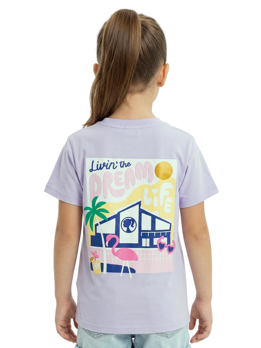 Girls' printed t-shirt with Short Sleeve -Purple