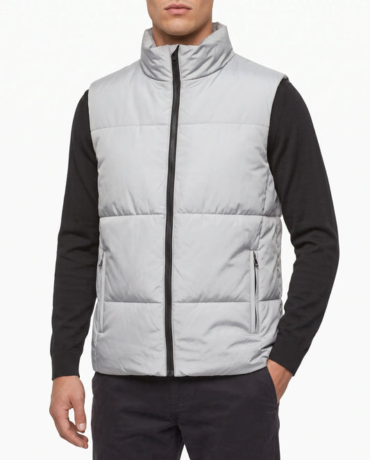 Men's grey waterproof vest with high collar by TREE