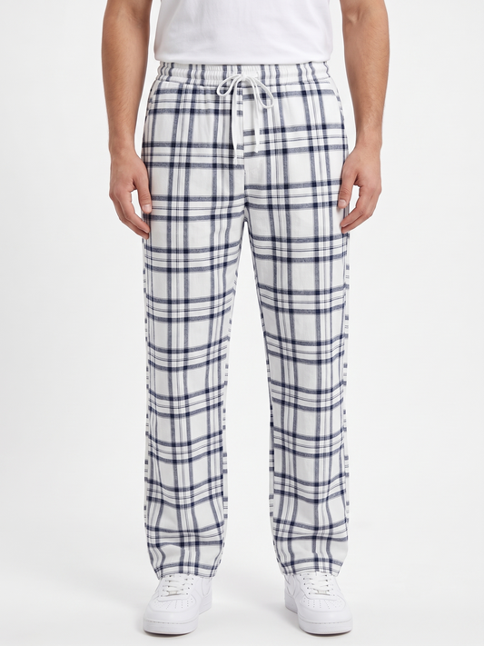 Men's checkered trousers-White