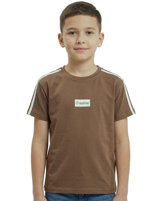 Boy`s Printed T-Shirt – Over Size-Short Sleeve-Brown