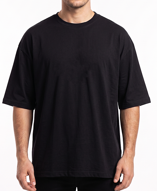 Men`s Printed T-Shirt Over Size-Black