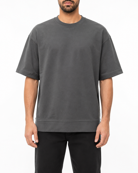 Men's Dark Grey Solid T-Shirt – Relaxed Fit