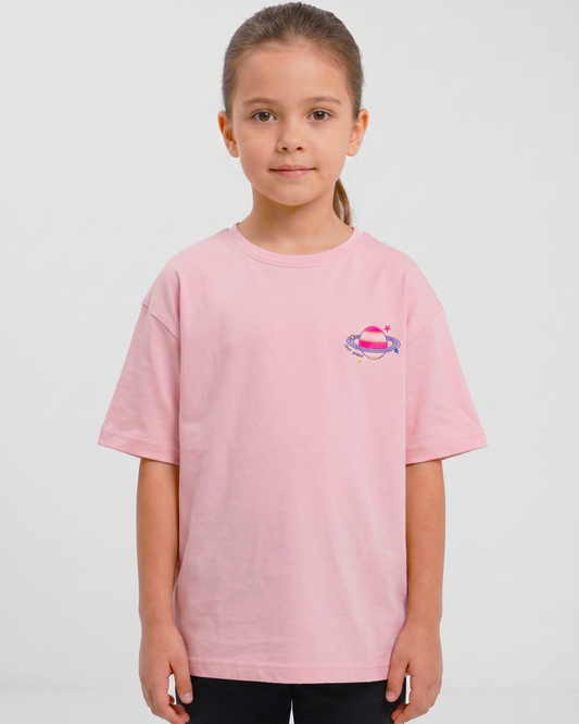 Girls' printed t-shirt-Over Size- Short Sleeve - Pink