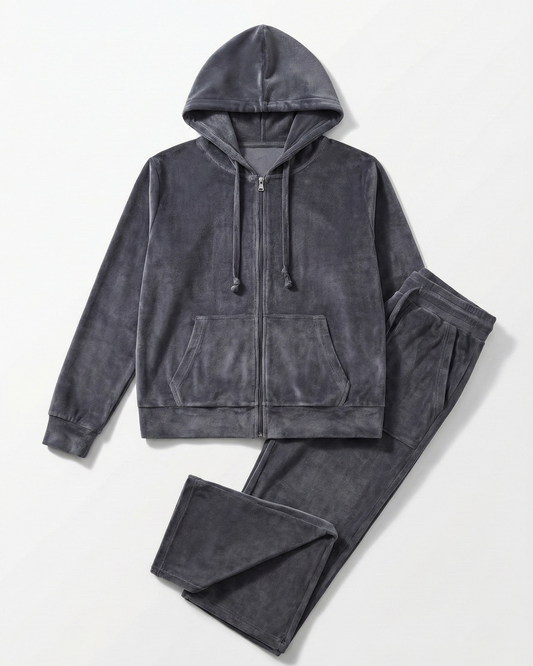 Women's velvet pajama set with zipper