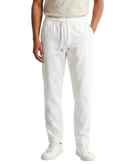 Men's casual white summer pants with a comfortable elastic waist