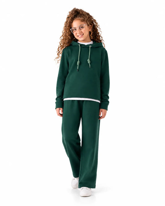 Girls’ Dark Green Pullover Hoodie Sweatshirt